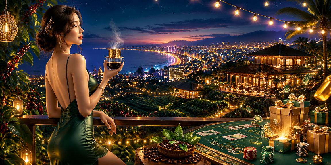 Người chơi Buôn Ma Thuột thư giãn với cà phê bên cạnh bàn baccarat – tiêu biểu cho lối chơi có kiểm soát